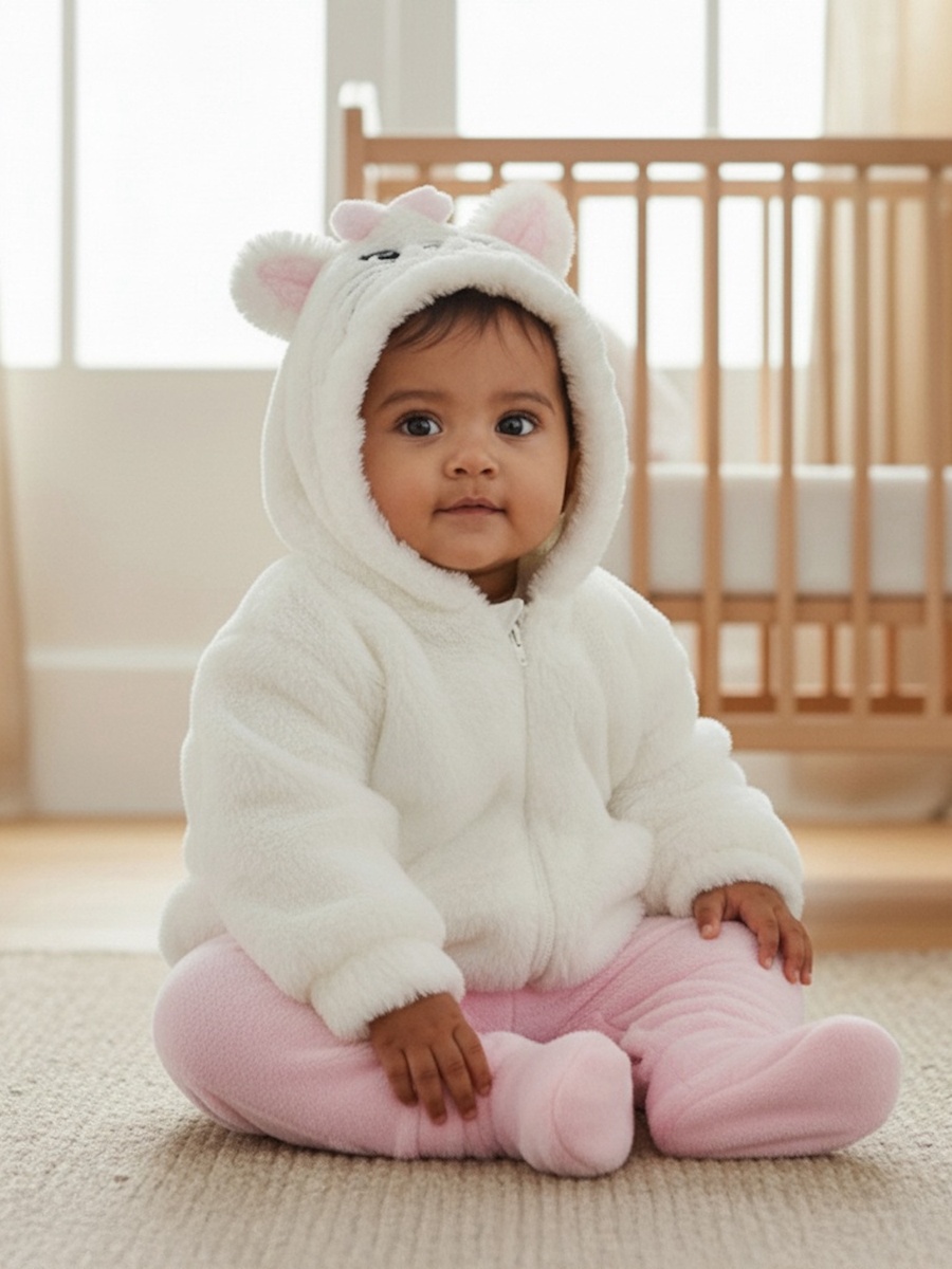 Applique Accent Hooded Jacket with Long Sleeves