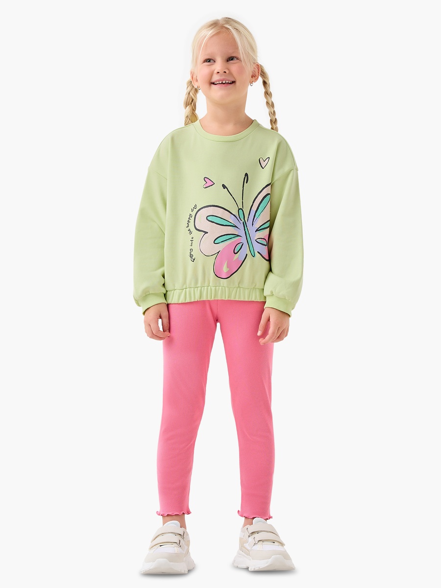 Butterfly Print Sweatshirt with Long Sleeves