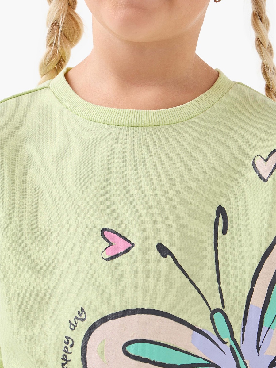 Butterfly Print Sweatshirt with Long Sleeves