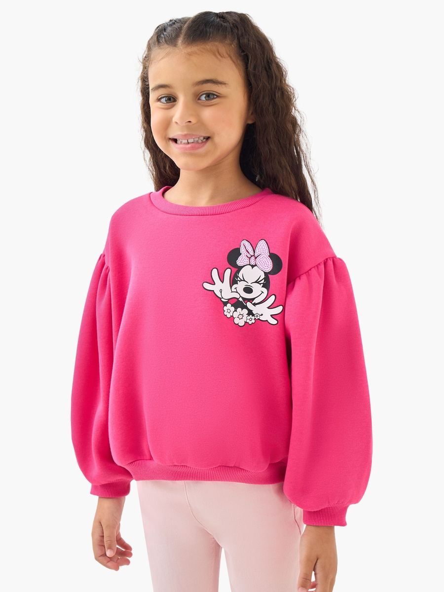 Round Neck Sweatshirt with Minnie Mouse Print