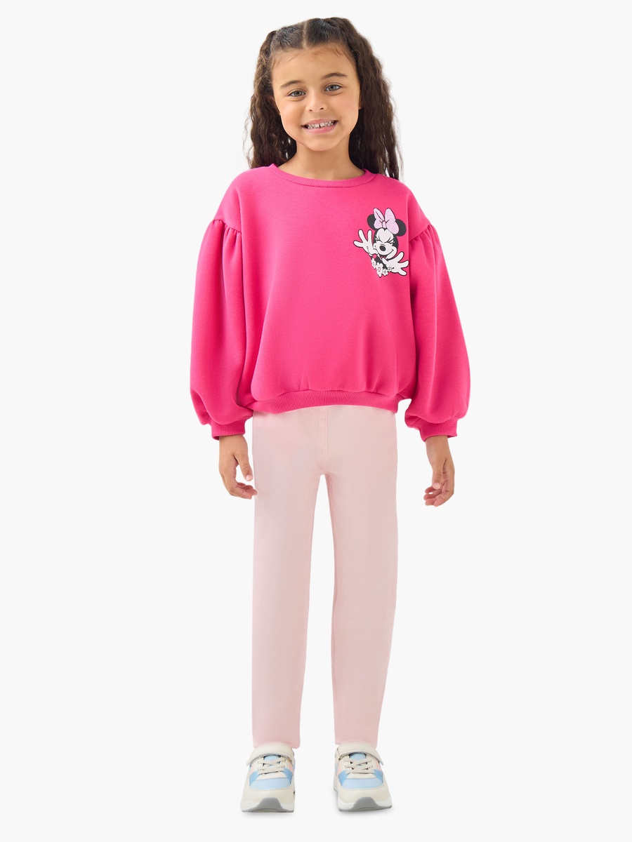 Round Neck Sweatshirt with Minnie Mouse Print