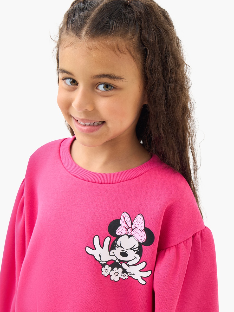 Round Neck Sweatshirt with Minnie Mouse Print