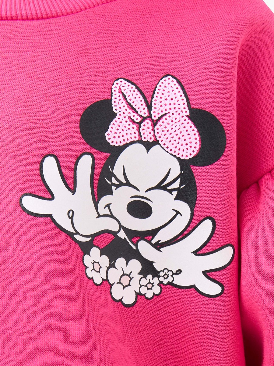 Round Neck Sweatshirt with Minnie Mouse Print