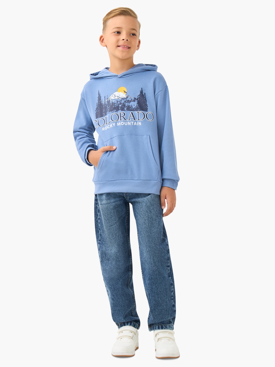 Colorado Print Cotton Hooded Neck Sweatshirt 