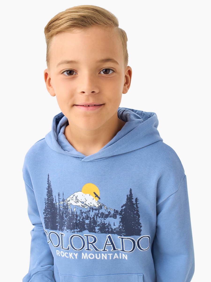Colorado Print Cotton Hooded Neck Sweatshirt 
