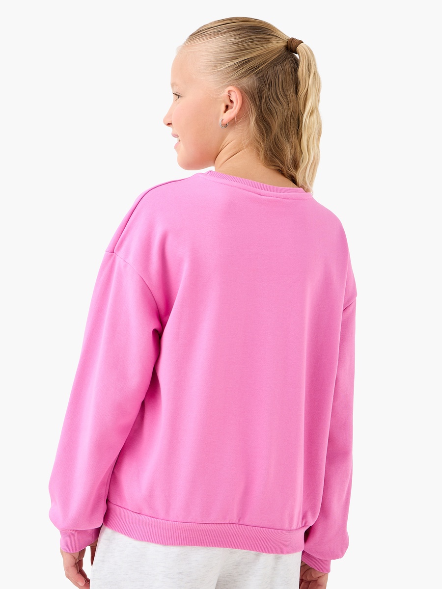 Crew Neck Cotton Sweatshirt with Teddy Bear Print