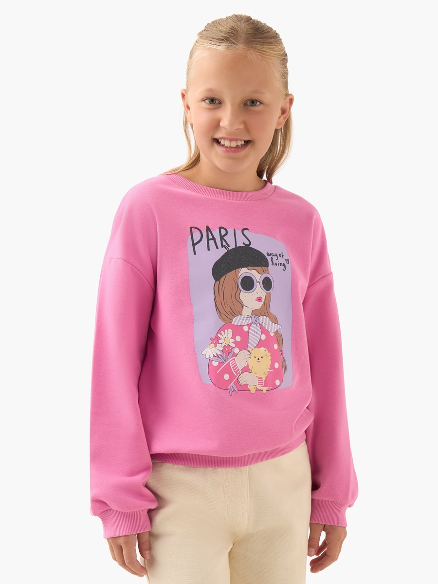 Graphic Print Sweatshirt with Long Sleeves