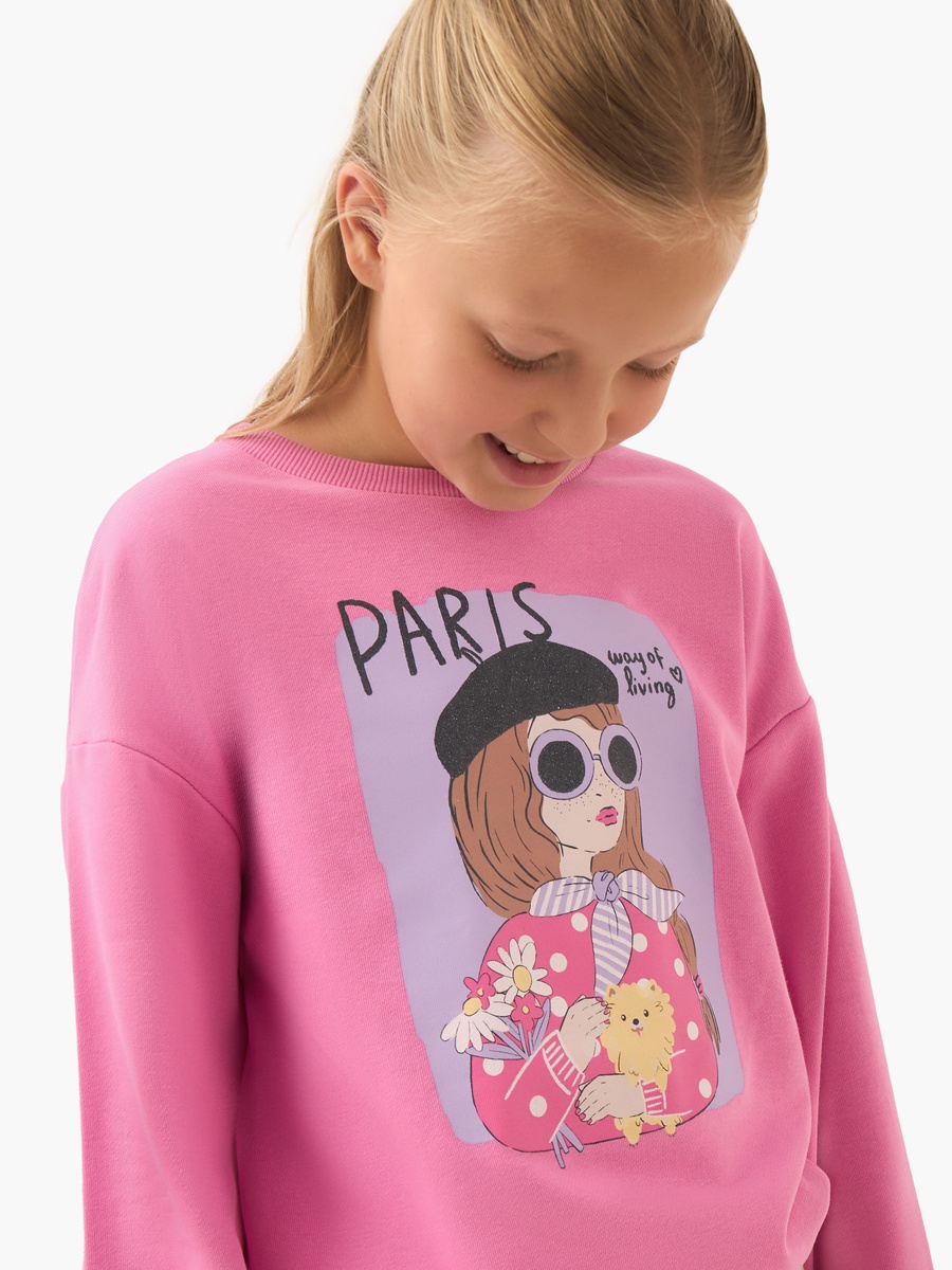 Graphic Print Sweatshirt with Long Sleeves