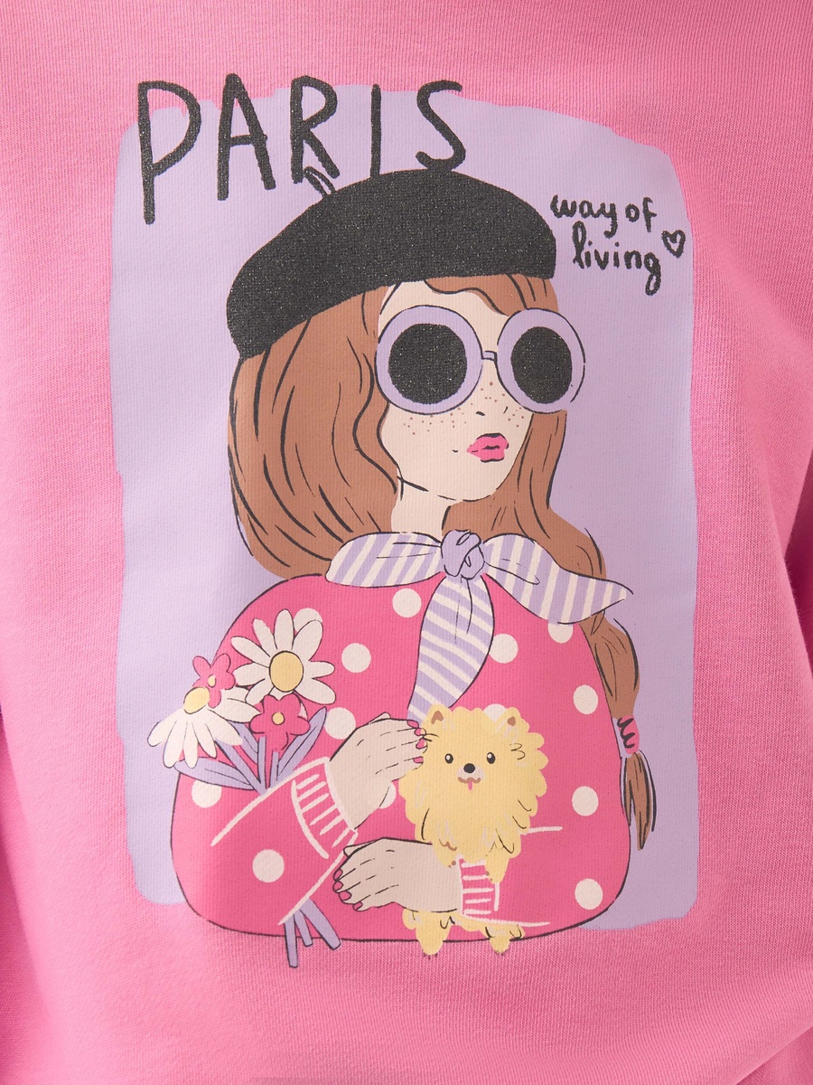 Graphic Print Sweatshirt with Long Sleeves