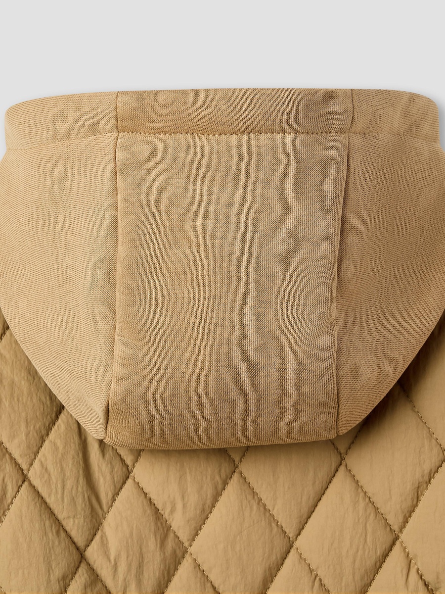 Quilted Heavy Jacket with Hood and Long Sleeves