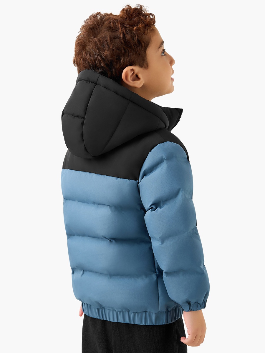 Colourblock Hooded Heavy Jacket with Zip Closure