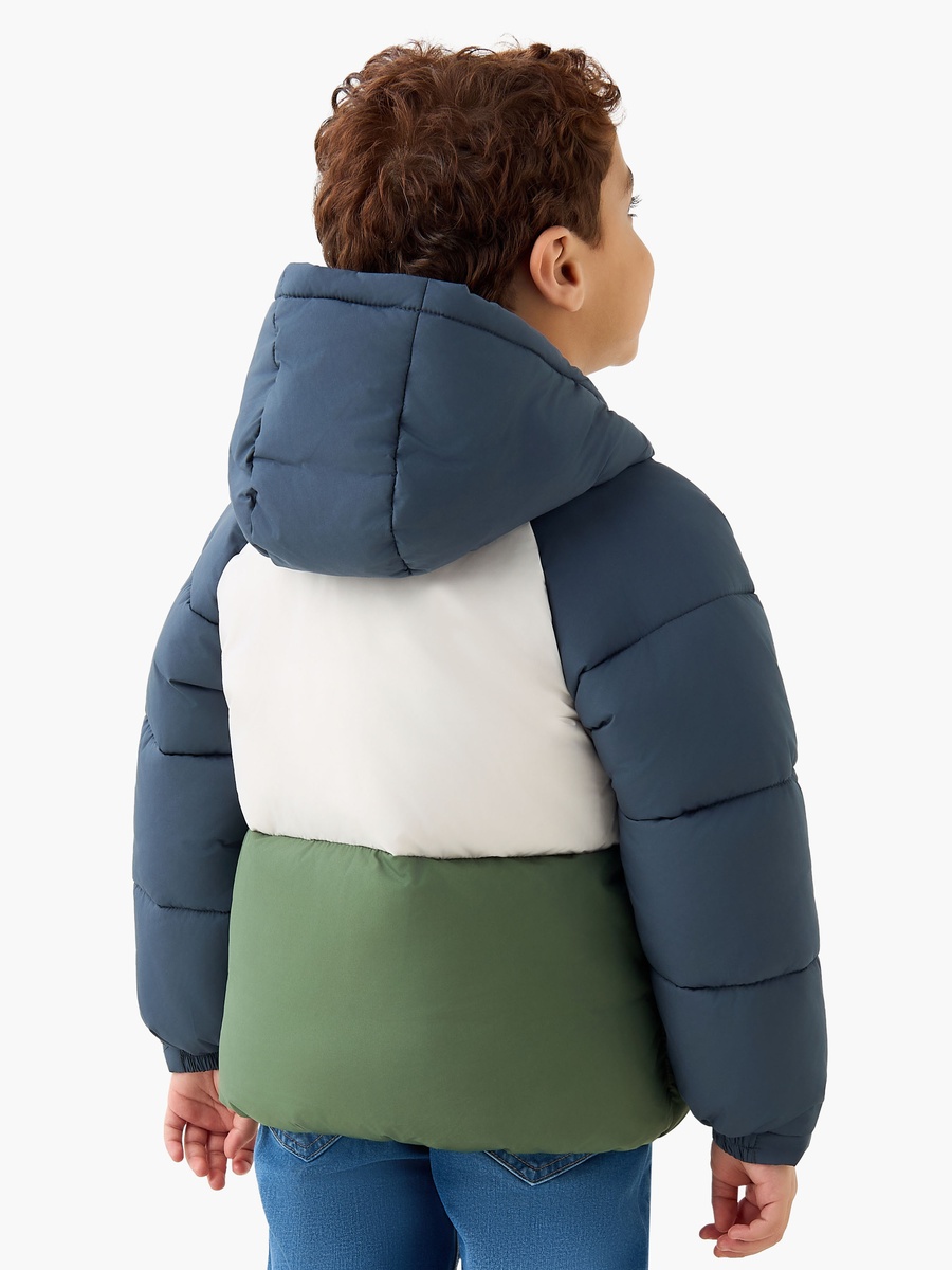 Colourblock Hooded Heavy Jacket with Zip Closure