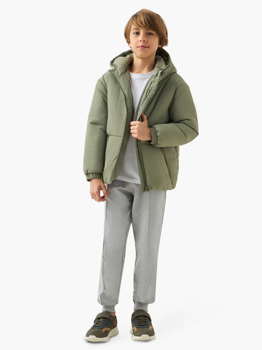 Solid Padded Hooded Jacket with Zip Closure and Pockets