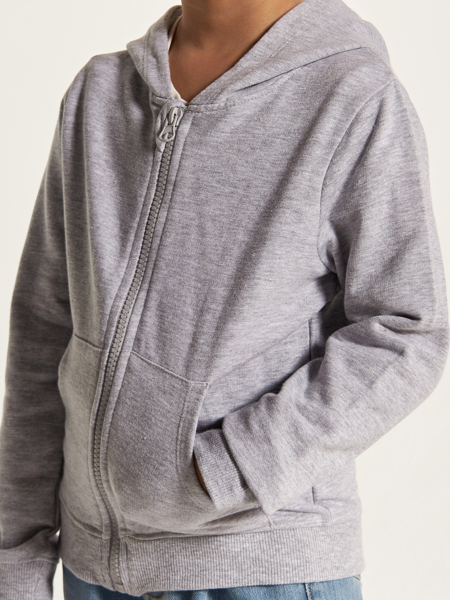 Solid Zip Through Jacket with Hood and Long Sleeves