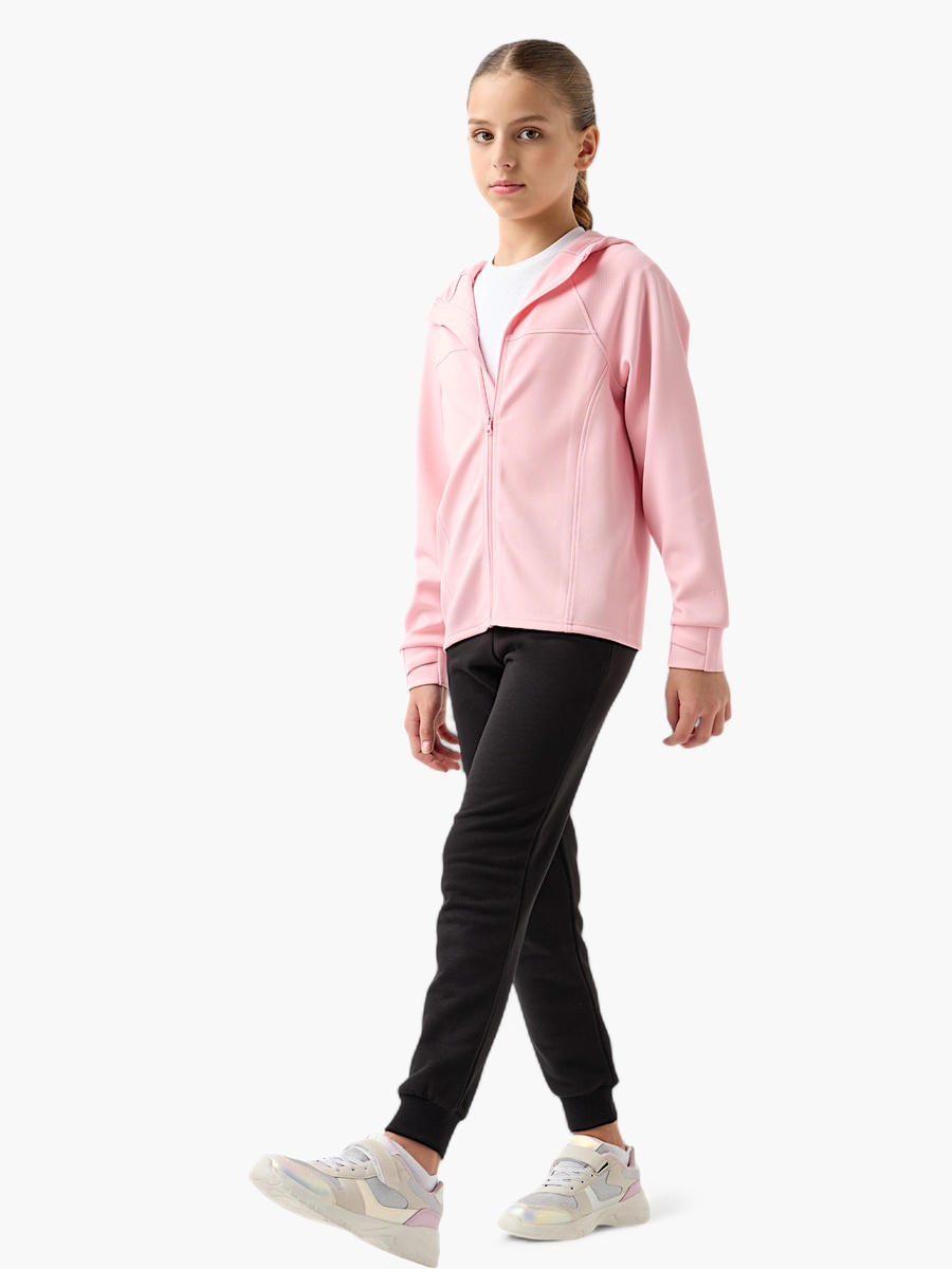 Textured Zip Through Hoodie with Long Thumb Sleeves