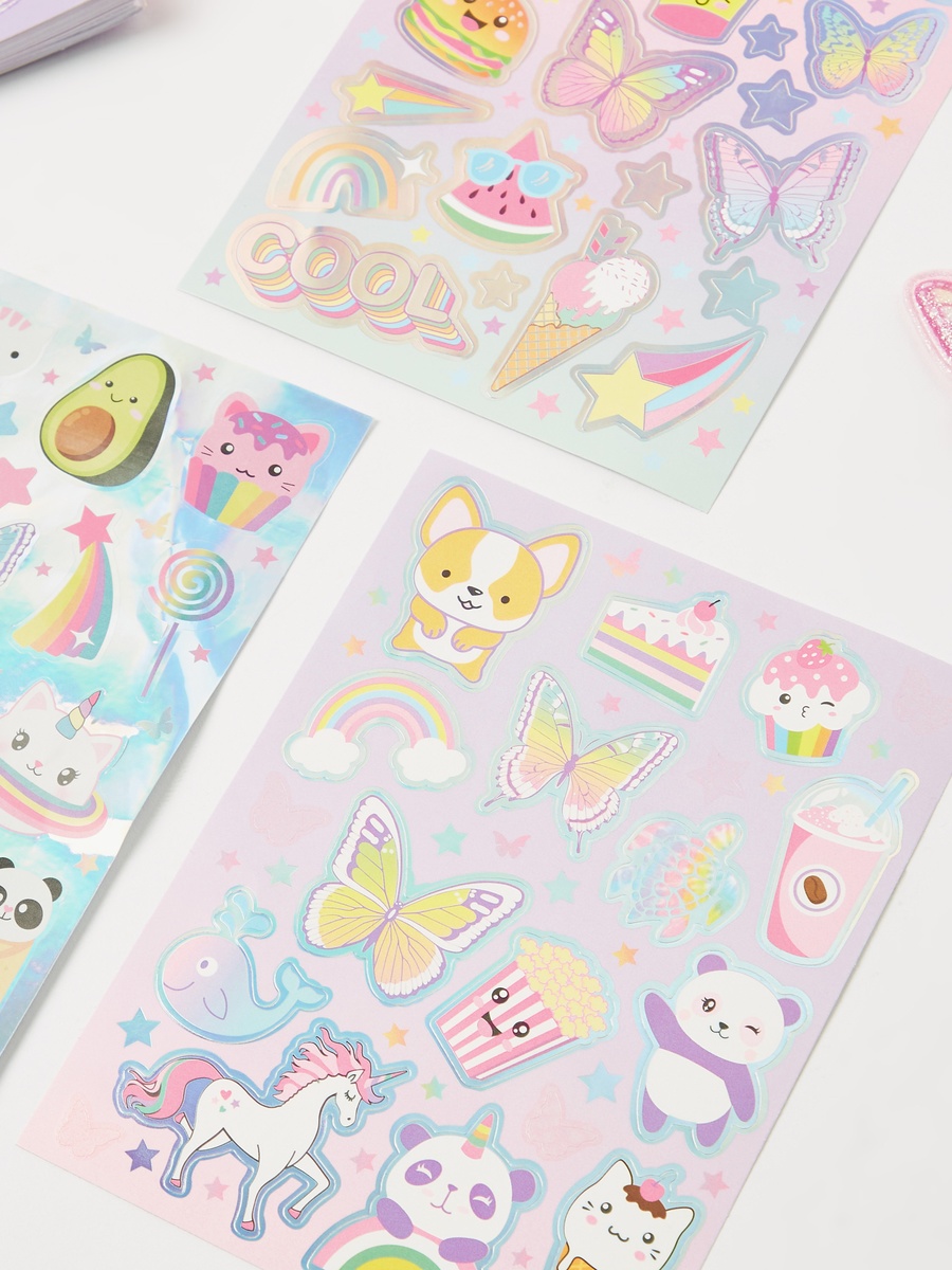 Hot Focus Tie-Dye Print Sticker Portfolio with Butterfly Accent