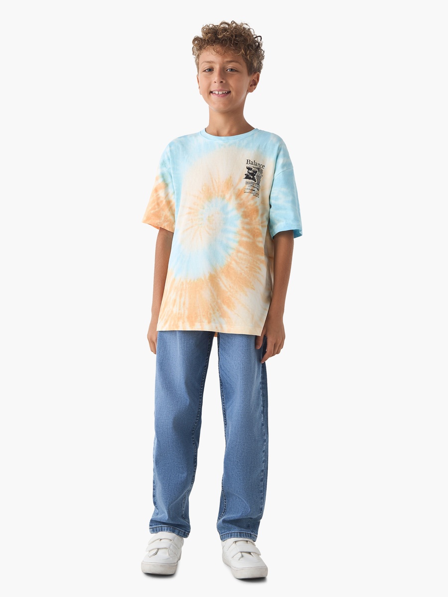 Tie-Dye Print T-Shirt with Short Sleeves