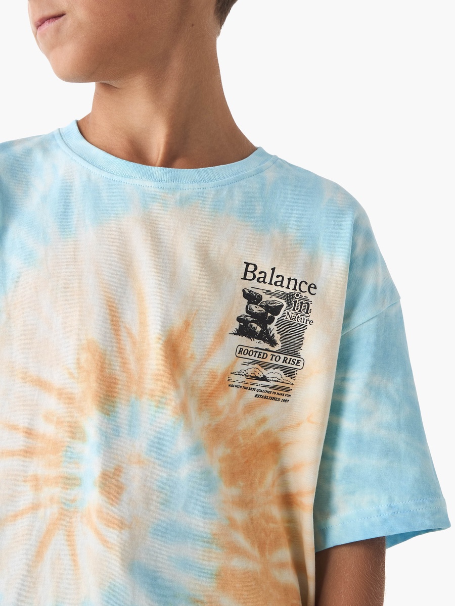 Tie-Dye Print T-Shirt with Short Sleeves