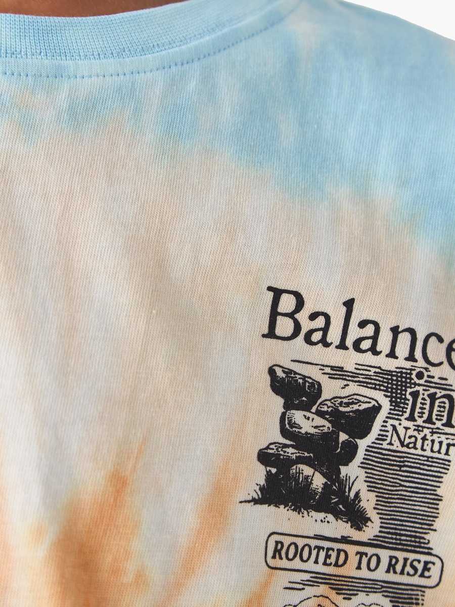 Tie-Dye Print T-Shirt with Short Sleeves