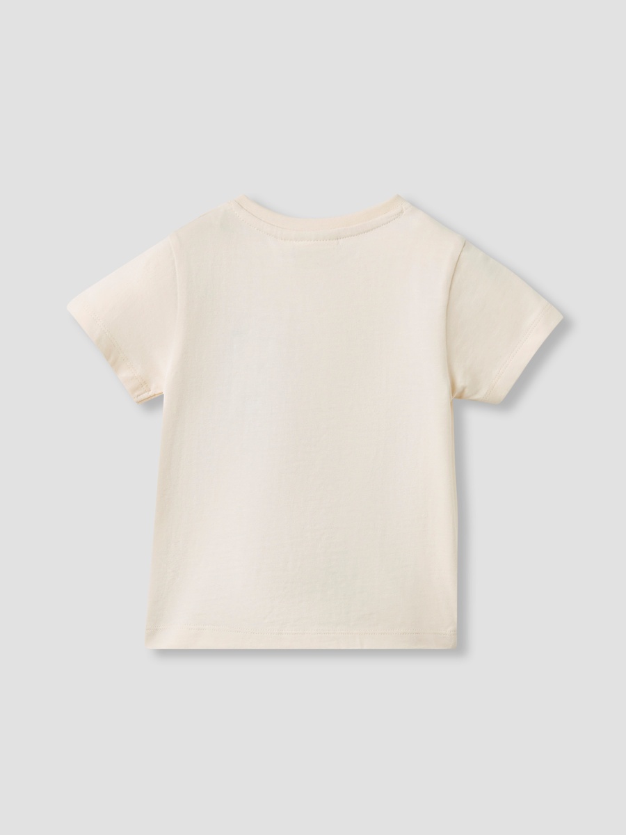 Bear Print Cotton Crew Neck T-Shirt with Short Sleeves