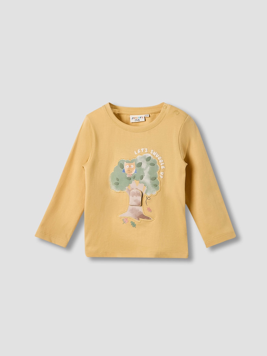 Animal Print Cotton Crew Neck T-Shirt with Long Sleeves - Set of 3