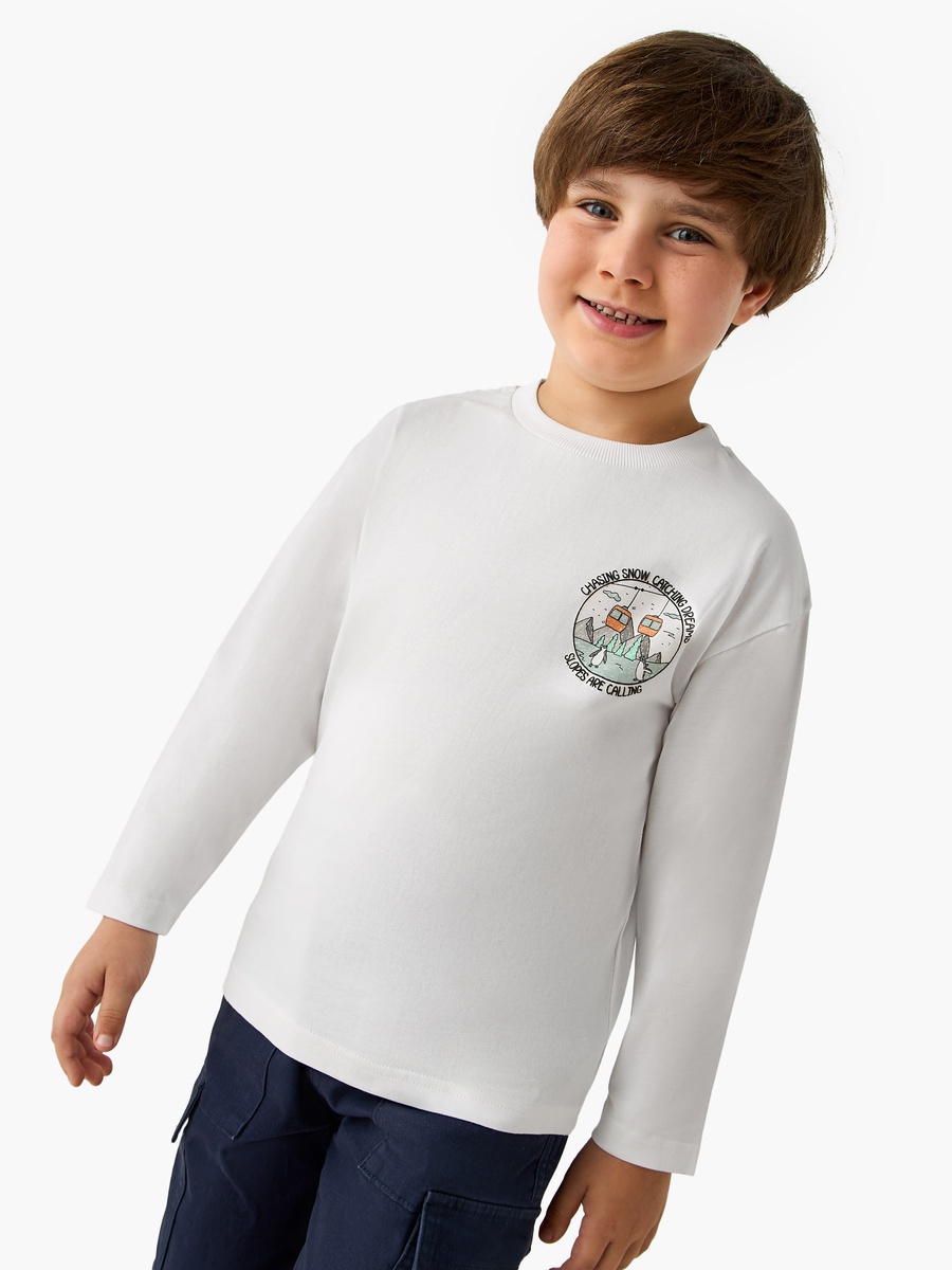 Crew Neck Cotton T-Shirt and Long Sleeves - Set of 2