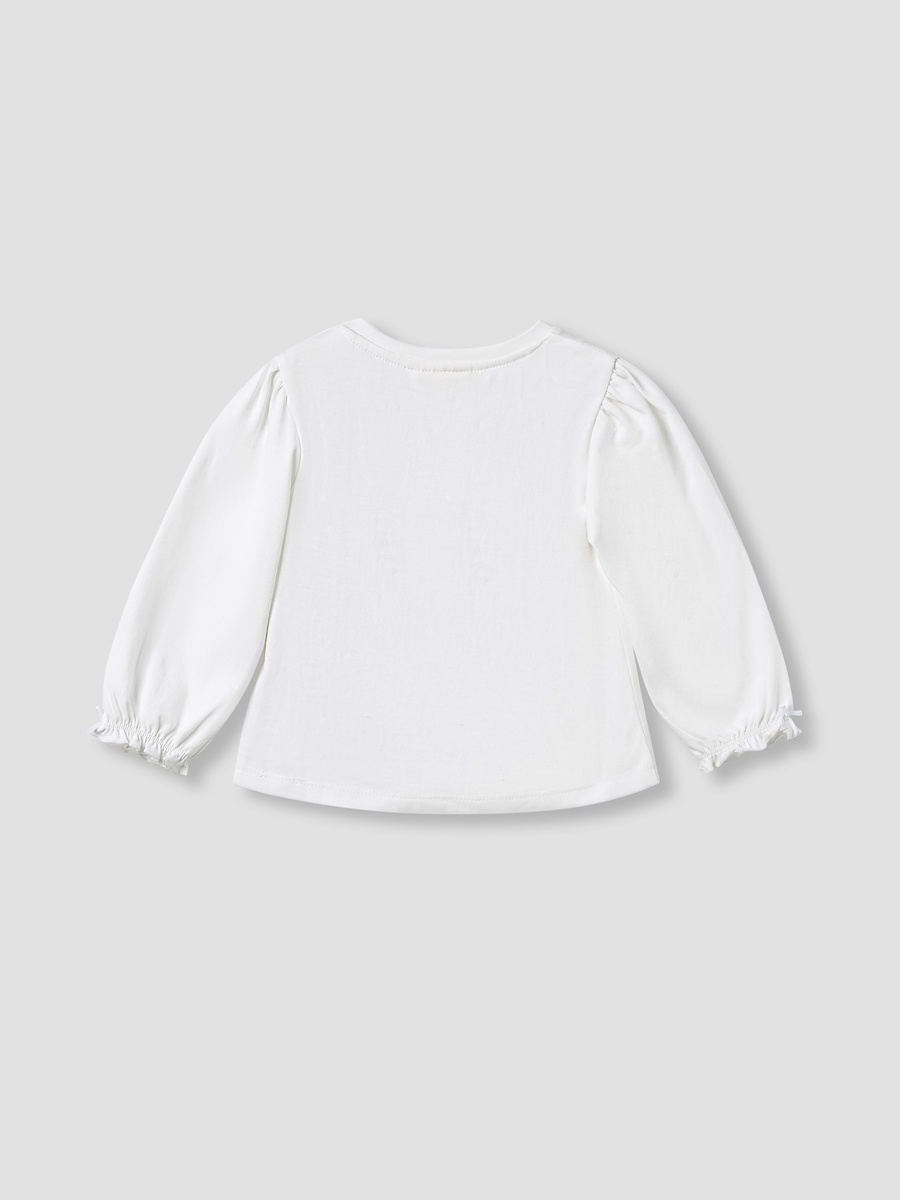 Graphic Print Cotton Round Neck T-Shirt with Long Sleeves