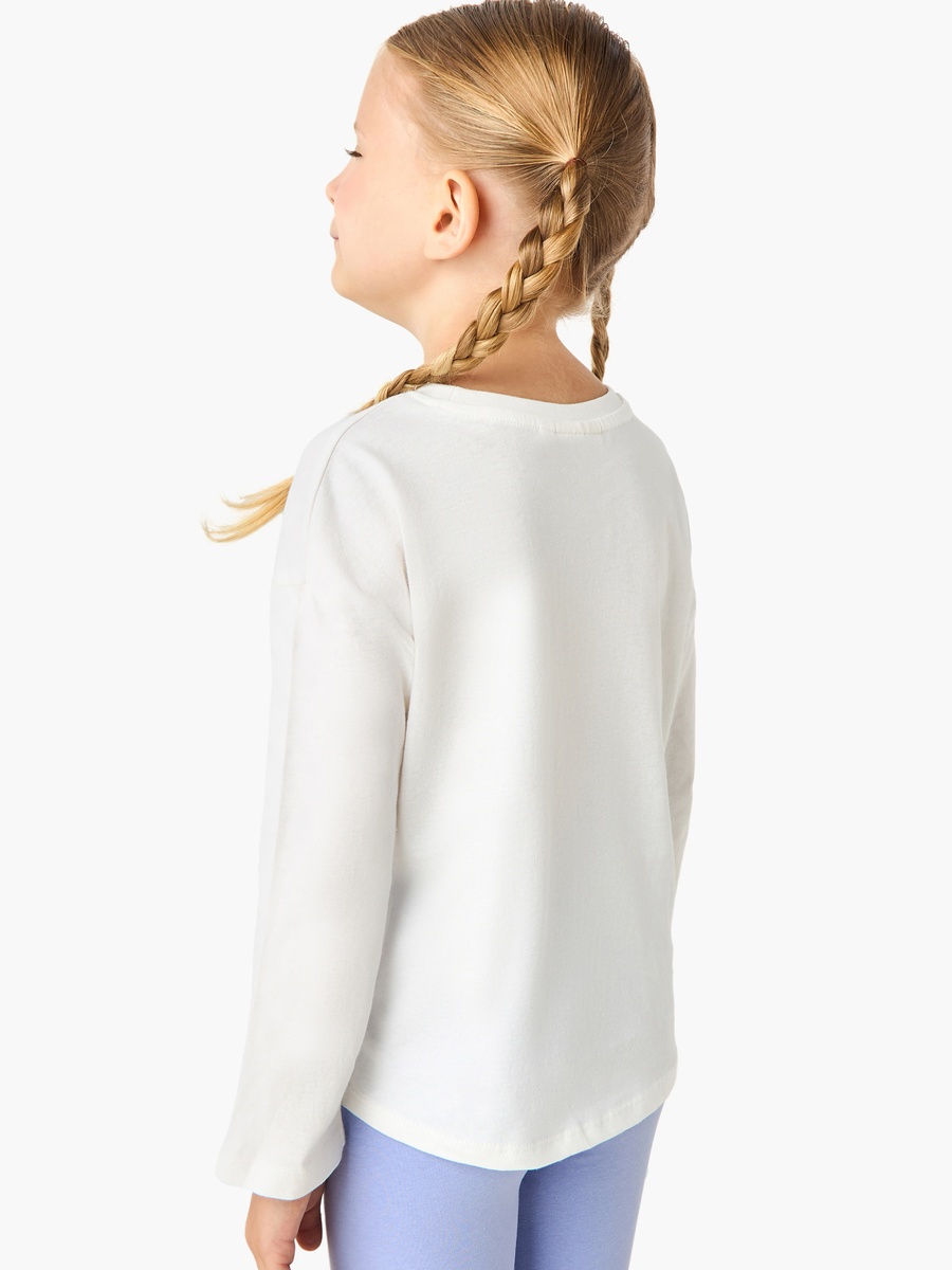 Cat Print Cotton Crew Neck T-Shirt with Long Sleeves