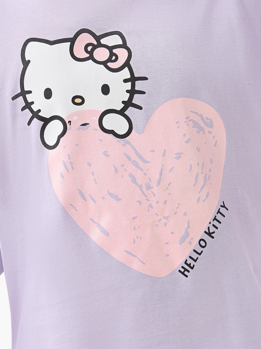 Hello Kitty Print Cotton Long Sleeves Crew Neck T-Shirt with - Set of 2
