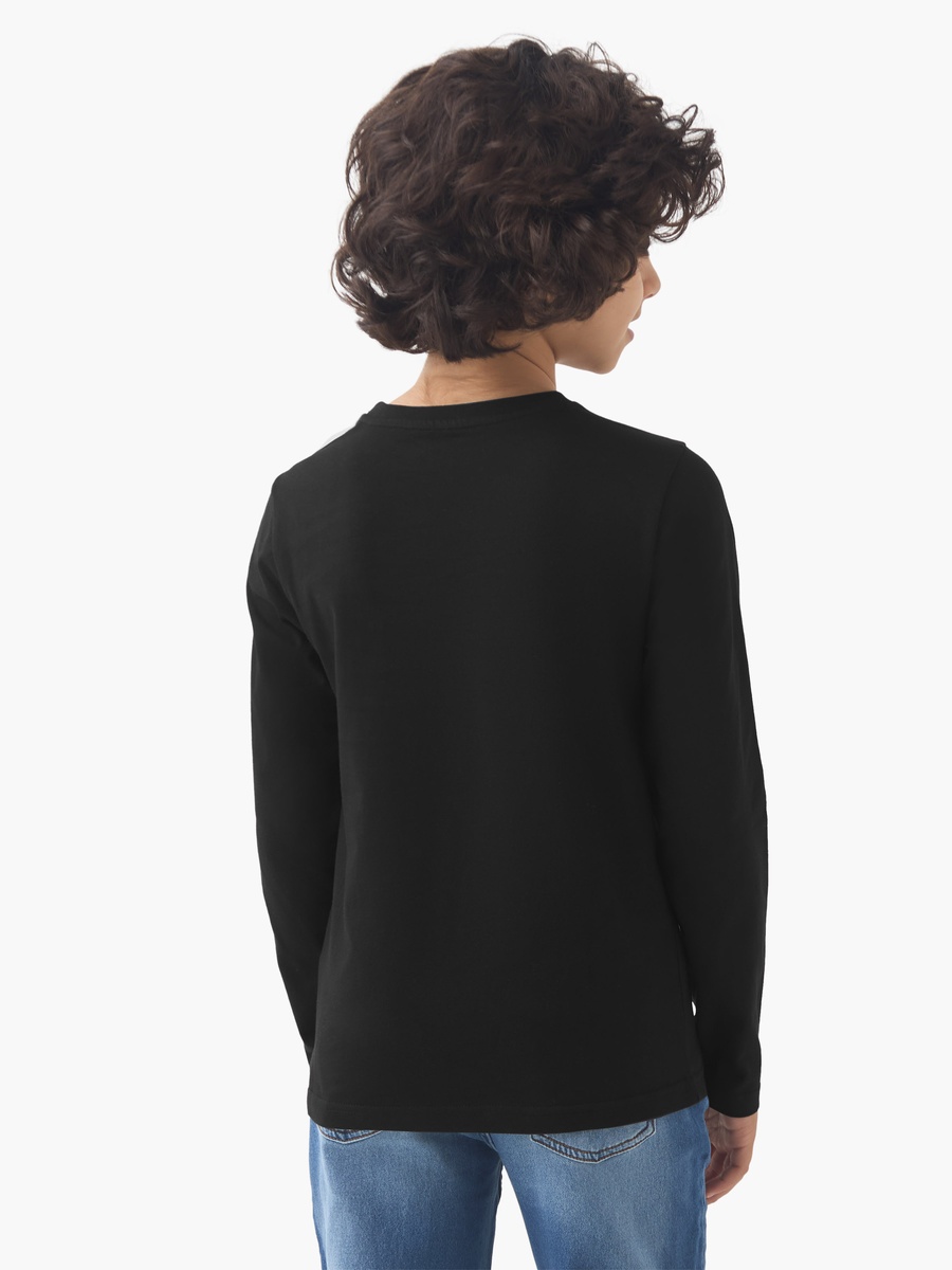 Gaming Print Cotton Crew Neck T-Shirt with Long Sleeves