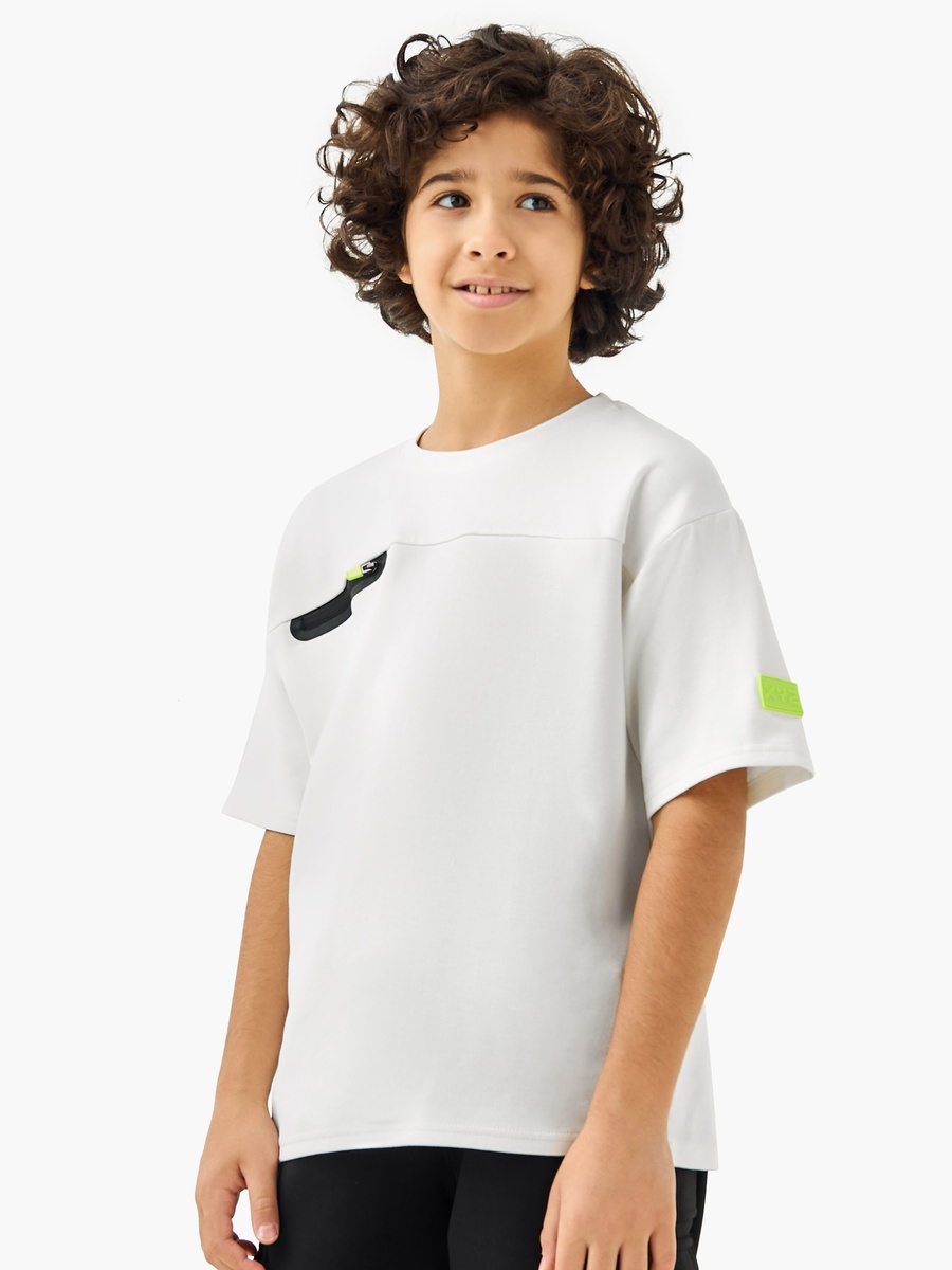Zip Detail T-Shirt with Crew Neck