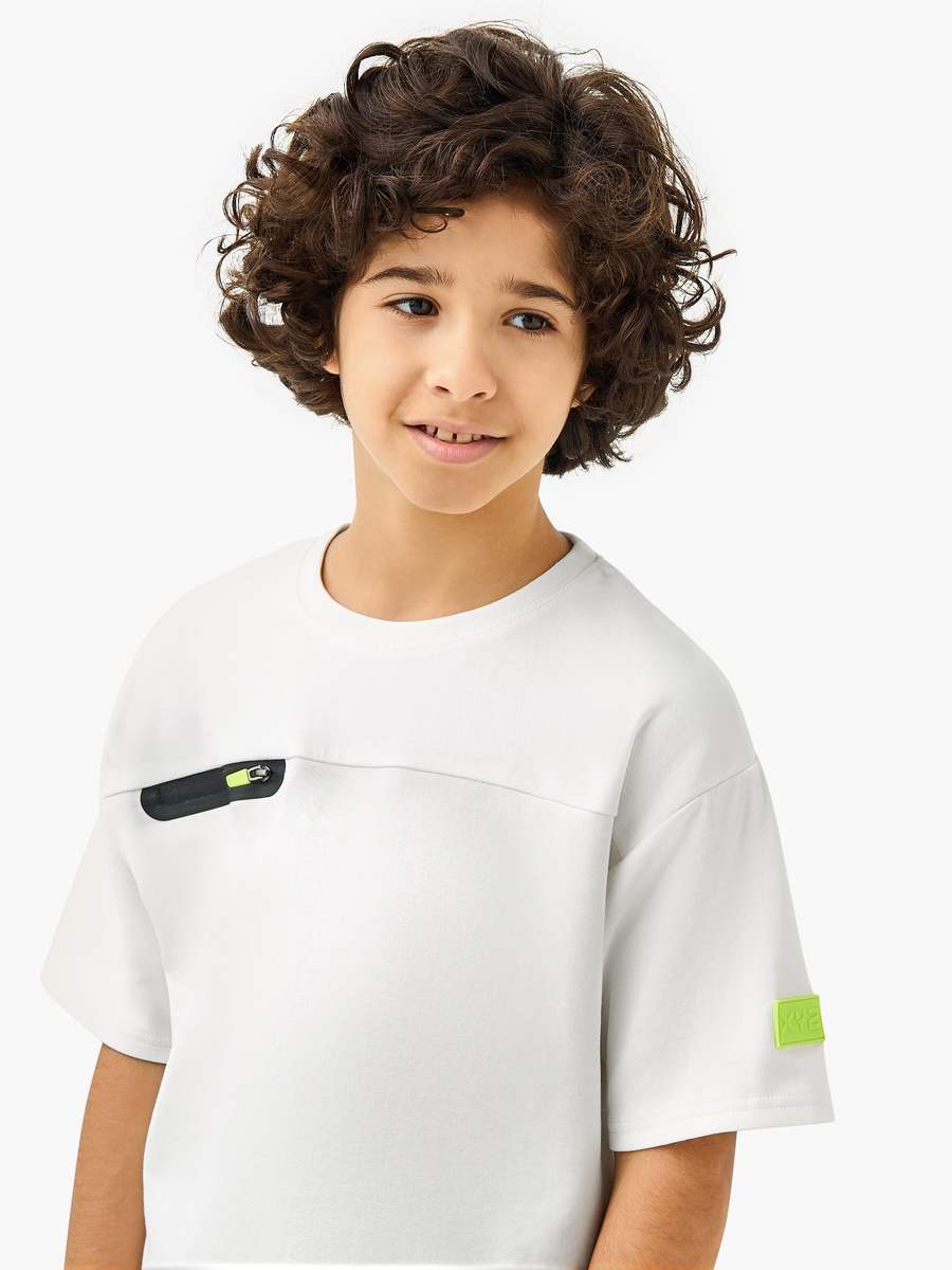 Zip Detail T-Shirt with Crew Neck