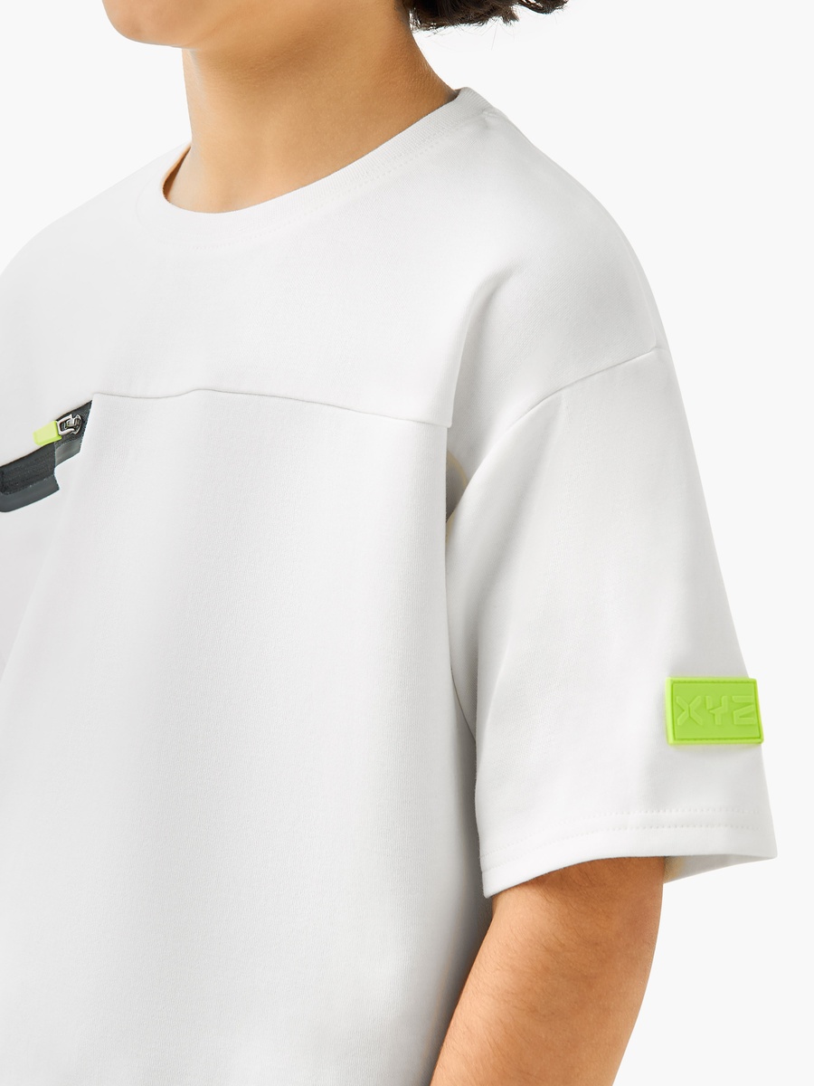Zip Detail T-Shirt with Crew Neck