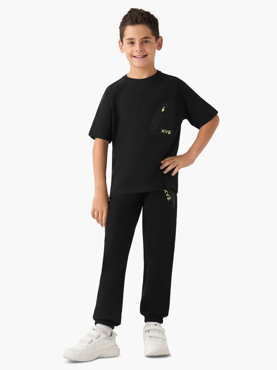 Cotton Blend Crew Neck T-Shirt with Pocket and Short Sleeves