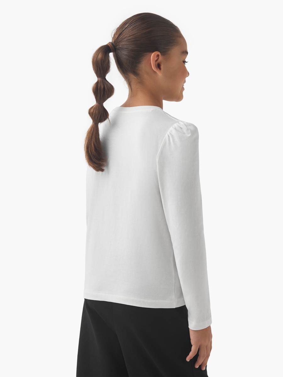 Cotton Crew Neck T-Shirt with Embellished Detail and Long Sleeves