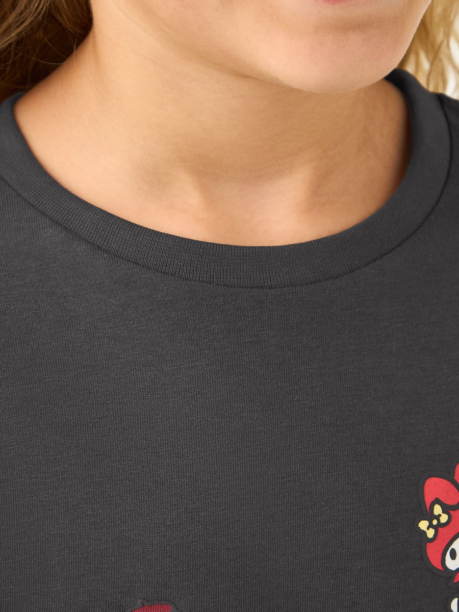 Hello Kitty and Friends Print Cotton Crew Neck T-Shirt with Long Sleeves