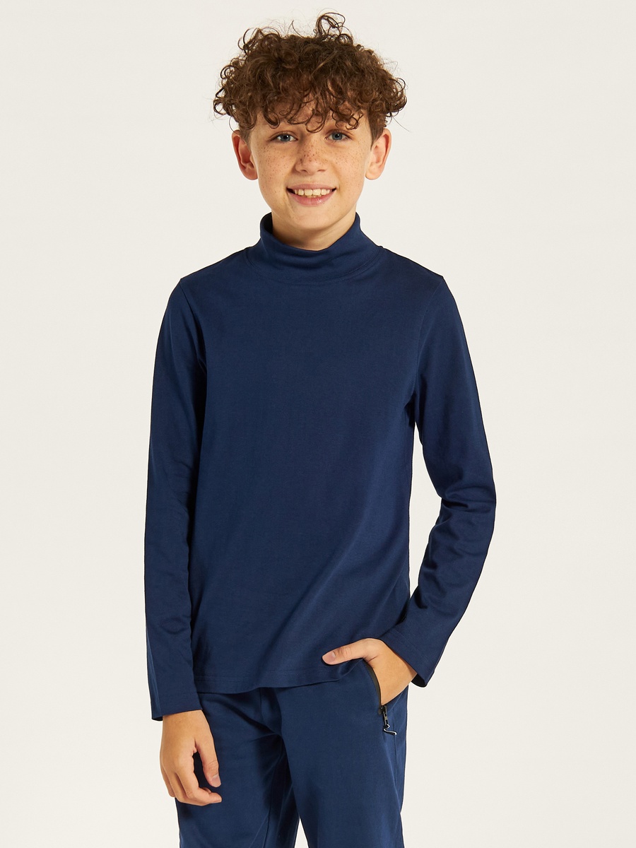 Solid T-Shirt with Long Sleeves and High Neck