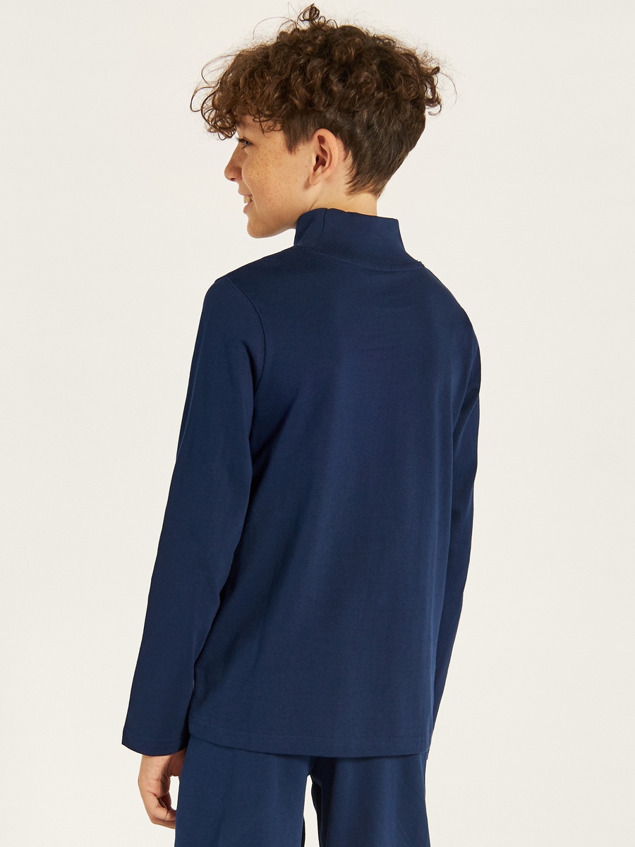 Solid T-Shirt with Long Sleeves and High Neck