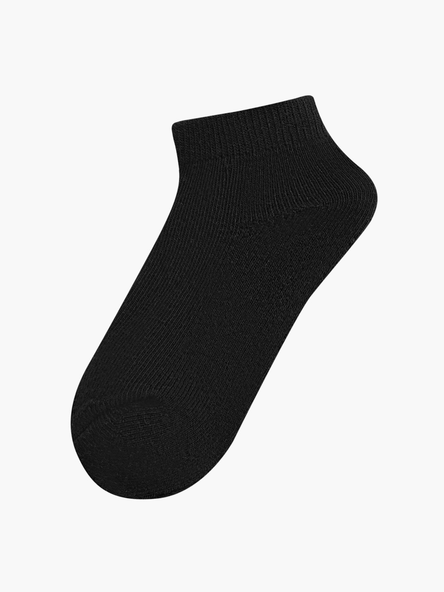Solid Ankle-Length Socks with Cuffed Hem - Pack of 5