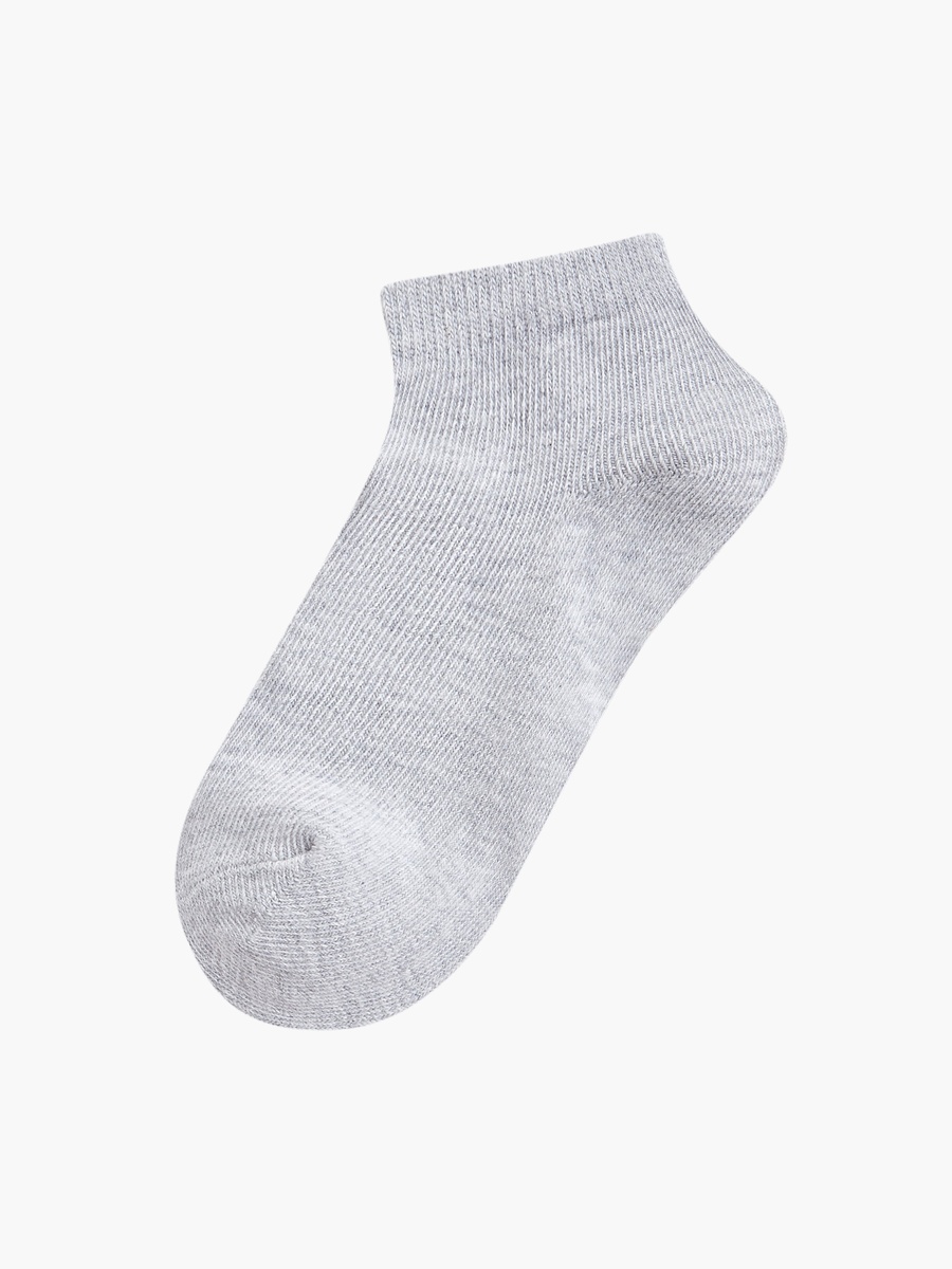 Solid Ankle-Length Socks with Elasticised Hem - Set of 5