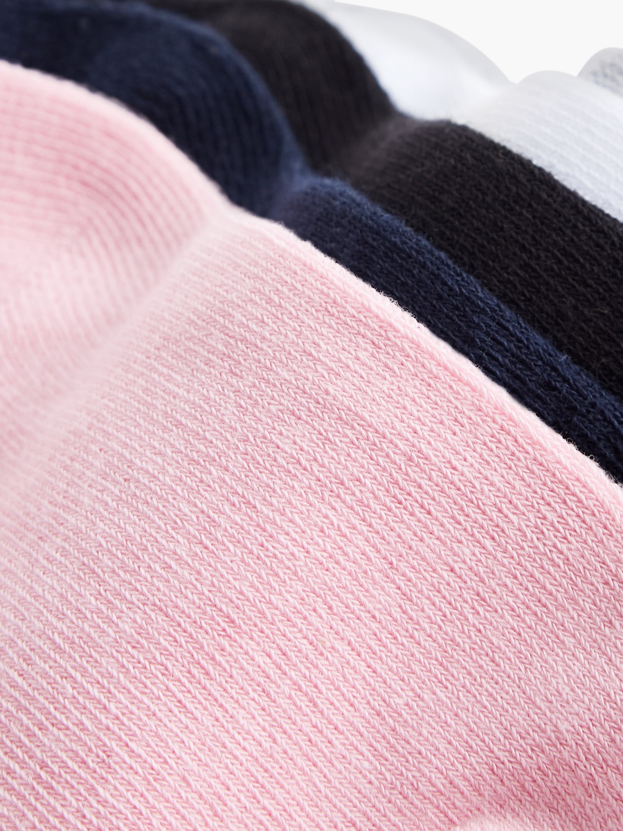 Solid Ankle-Length Socks with Elasticised Hem - Set of 5