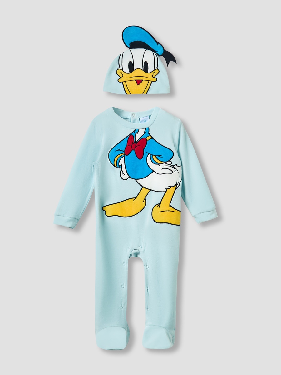 Crew Neck Sleepsuit with Daisy Duck Print and Cap