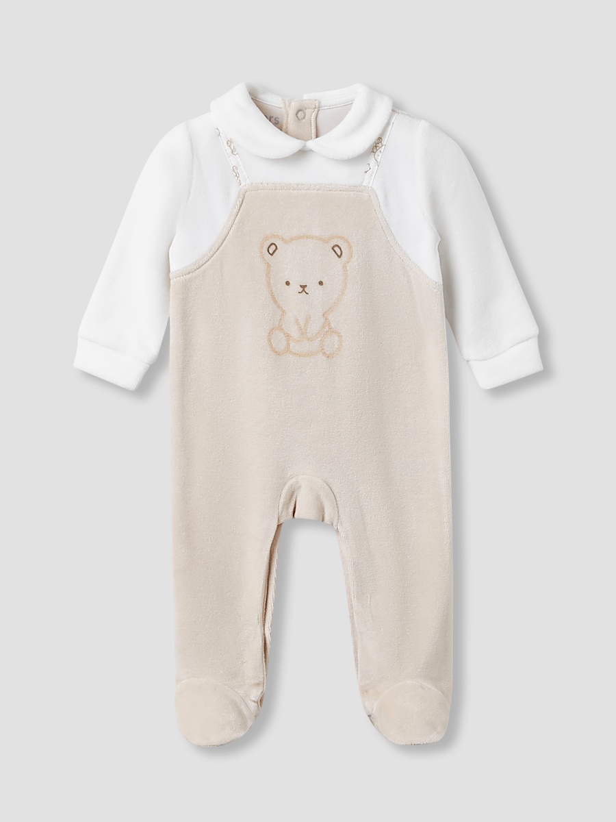 Collared Sleepsuit with Bear Print