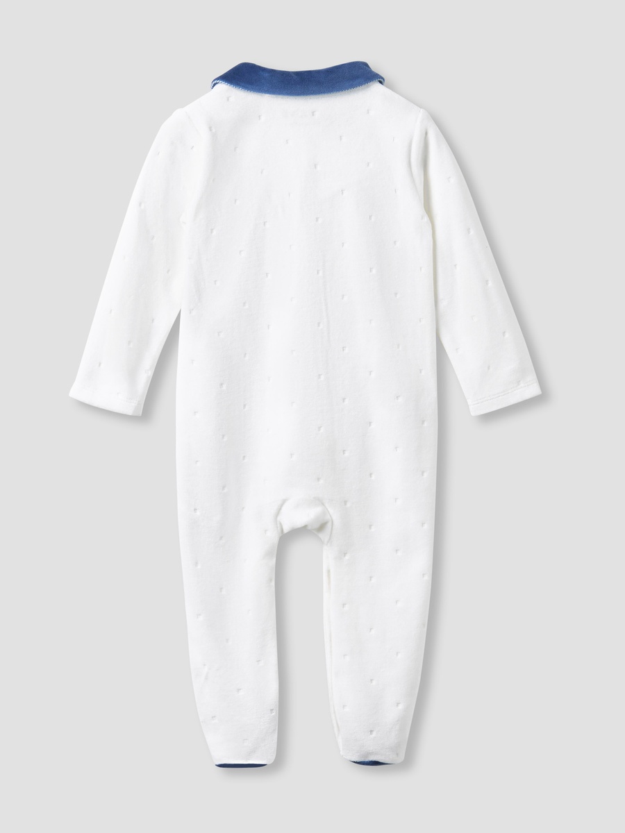 Collared Closed Foot Sleepsuit with Aeroplane Embroidery