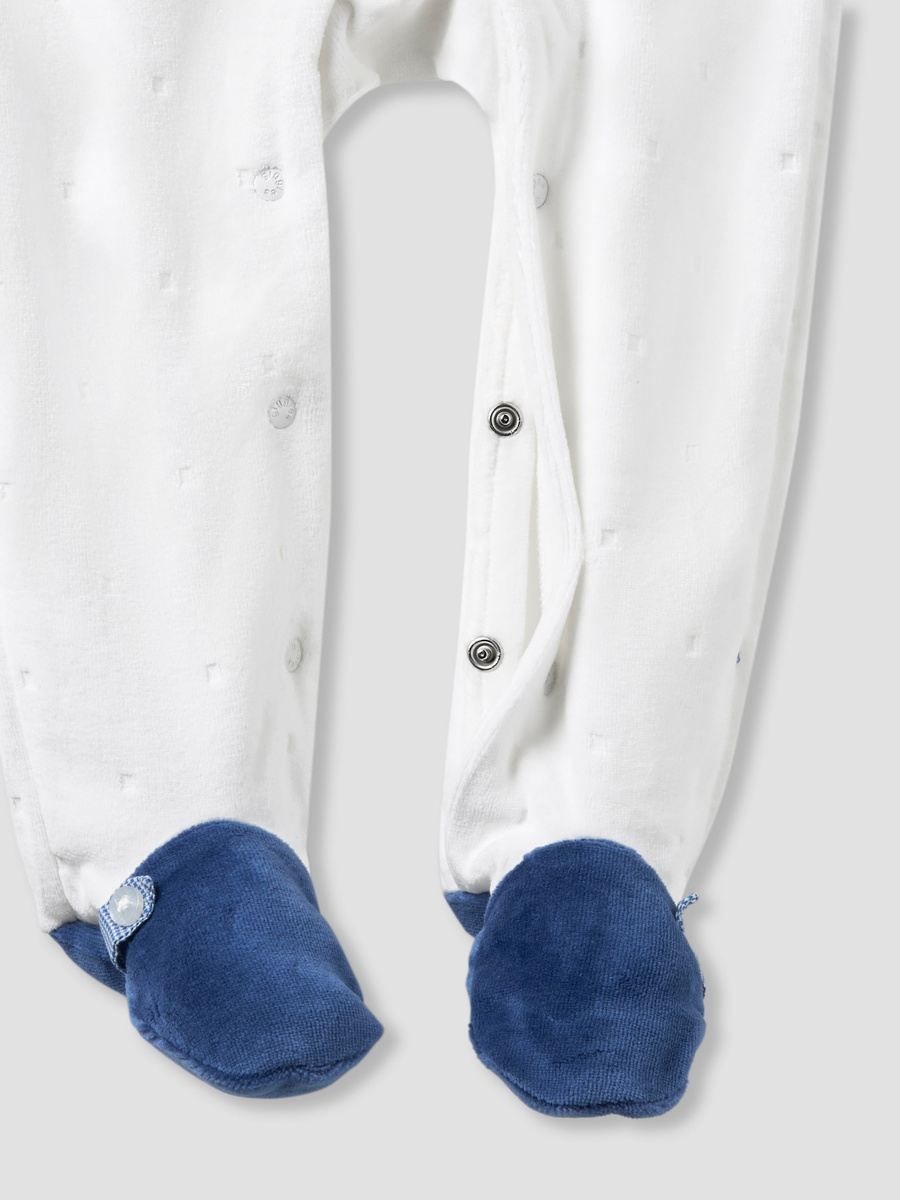 Collared Closed Foot Sleepsuit with Aeroplane Embroidery