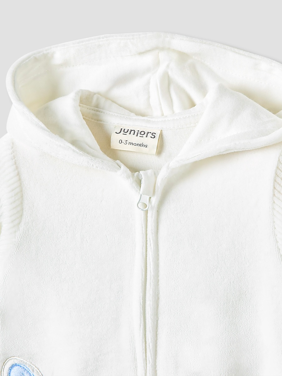 Hooded Sleepsuit with Zebra Applique