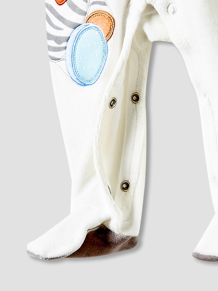 Hooded Sleepsuit with Zebra Applique