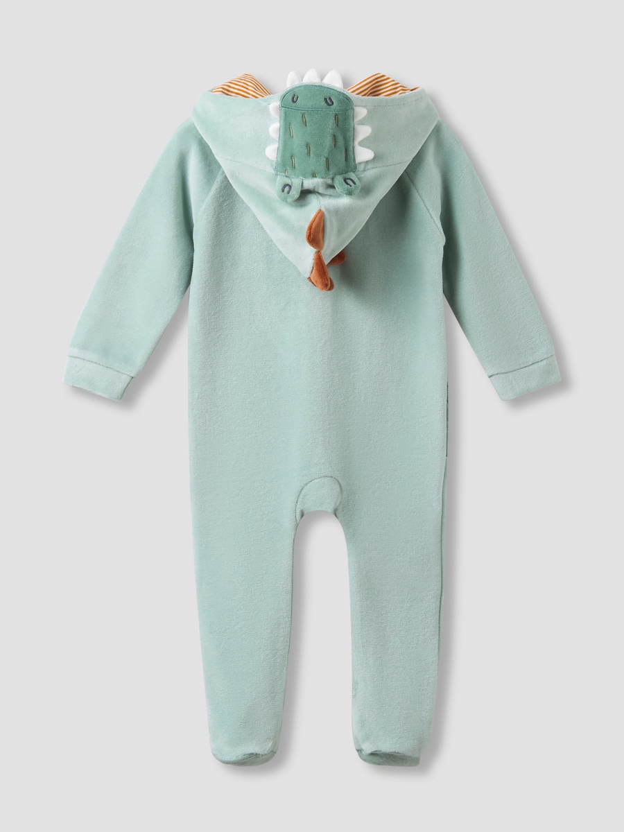 Hooded Closed Foot Sleepsuit with Alligator Applique