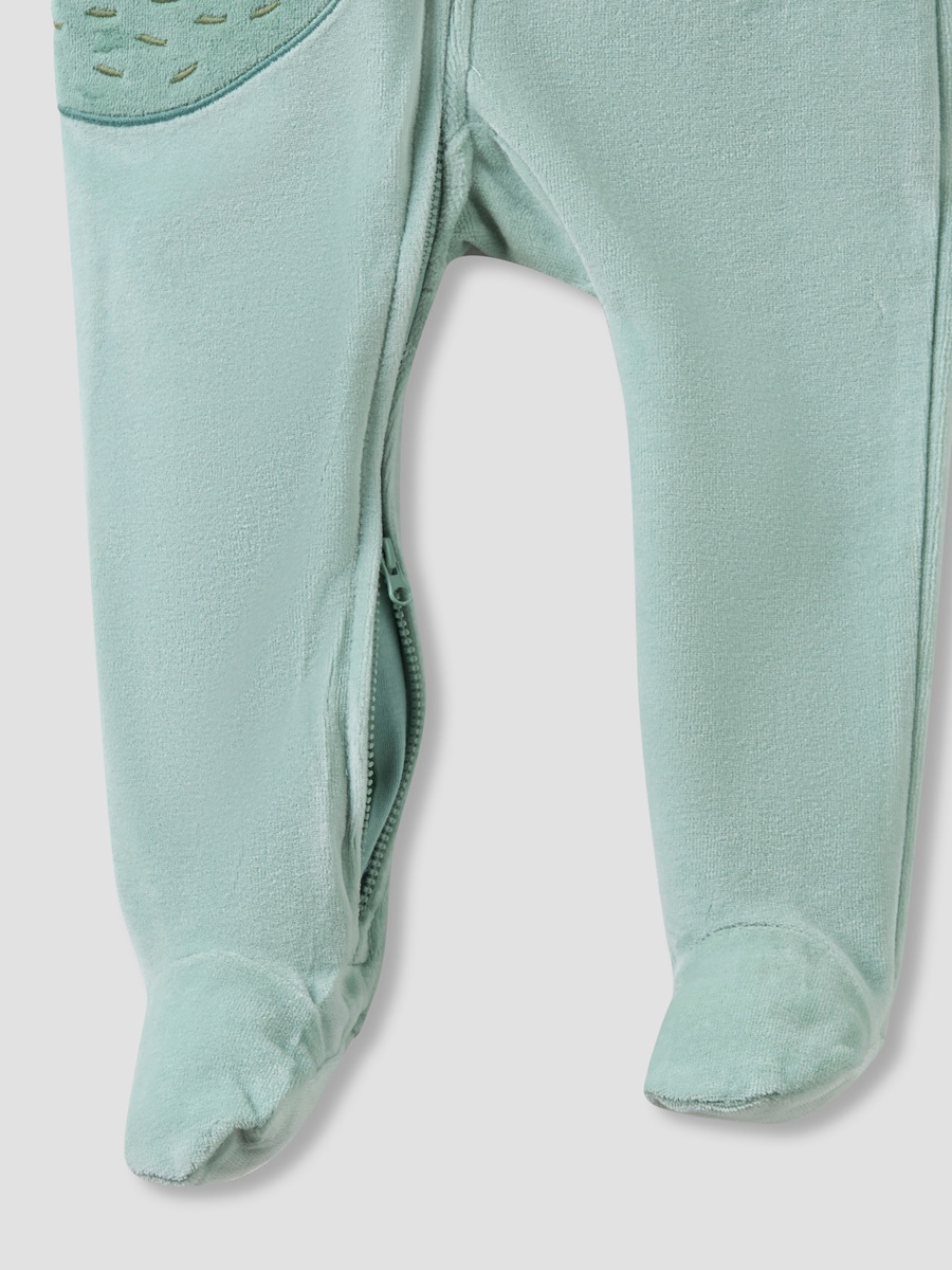 Hooded Closed Foot Sleepsuit with Alligator Applique