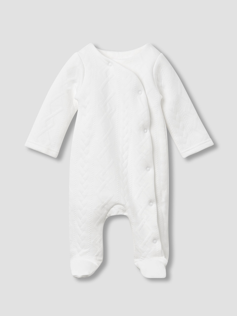 Jacquard Textured Sleepsuit with Long Sleeves